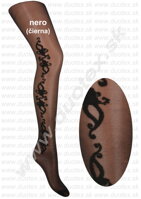 čierne dámske silonky, pančuchy Constance Adrian, so vzorom na boku nohy