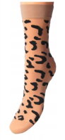 naturel/nero dámske jemné ponožky Animal 20 Knittex so vzorom, silonkové