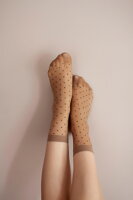 telové dámske ponožky s čiernymi bodkami Whisper Knittex