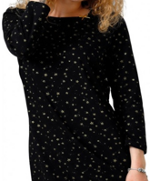 detail čiernej dámskej nočnej košele Goja 1092 M-Max s hviezdičkami, dlhým rukávom