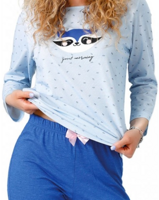 detail modrého dámskeho pyžama Haze 1069 M-Max s obrázkom, dlhým rukávom