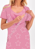ružová dámska nočná košeľa na kojenie Linda 901 Taro s krátkym rukávom