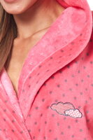 detail ružového dámskeho županu 9144 L&L s kapucňou