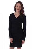 čierne dámske šaty Amálie Jožánek s dlhým rukávom, jednofarebné, elastické, z úpletu