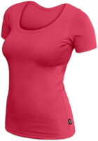 lososovo ružové dámske tričko Brigita Jožáneks krátkym rukávom, jednofarebné
