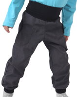 detské softshellové nohavice tmavosivý melír Jožánek s nastaviteľným pásom