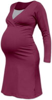 cyklamenová tehotenská nočná košeľa Eva Jožánek s dlhým rukávom, na kojenie