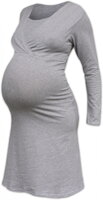 tehotenská nočná košeľa - sivý melír Eva Jožánek s dlhým rukávom, na dojčenie