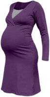 slivková tehotenská nočná košeľa na kojenie, s dlhým rukávom, Eva Jožánek