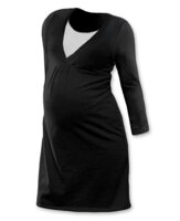 čierna tehotenská nočná košeľa, aj na dojčenie, Lucie Jožánek, s dlhým rukávom