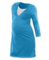 tyrkysová tehotenská nočná košeľa na dojčenie, s dlhým rukávom, Lucie Jožánek