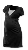 čierna tehotenská nočná košeľa s krátkym rukávom, aj na kojenie, Lucie Jožánek