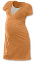 oranžová tehotenská nočná košeľa, na kojenie, Lucia Jožánek, s krátkym rukávom