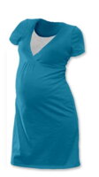 petrolejová tehotenská nočná košeľa s krátkym rukávom Lucia Jožánek, na kojenie