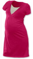 sýto ružová tehotenská nočná košeľa Lucie Jožánek s krátkym rukávom aj na dojčenie