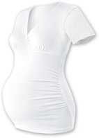 biele tehotenské tričko Barbora Jožánek s krátkym rukávom, V výstrihom