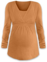 oranžové tehotenské tričko na dojčenie Anička Jožánek, s dlhým rukávom