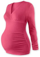 lososové tehotenské tričko Barbora Jožánek s dlhými rukávmi, elastické