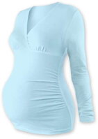 svetlomodré tehotenské tričko Barbora Jožánek s dlhými rukávmi, jednofarebné