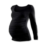 čierne bavlnené tehotenské tričko Johanka Jožánek s dlhým rukávom