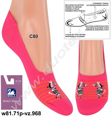Wola dámske tenké vzorované ponožky do mokasín w81.71p-vz.968