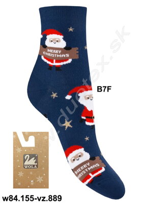 Wola dámske vianočné ponožky Vw84.155-vz.889 tm.modré