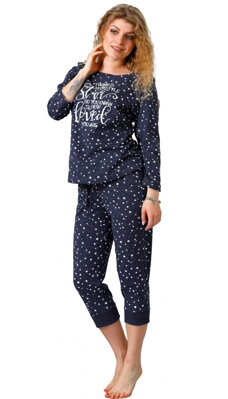 M-Max dámske pyžamo s dlhým rukávom a 7/8 nohavicami Samara1095