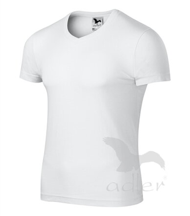 pánske biele tričko SLIM FIT Adler 146 s krátkym rukávom, jednofarebné