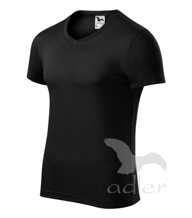 pánske priliehavé čierne tričko SLIM FIT Adler 146 s krátkym rukávom