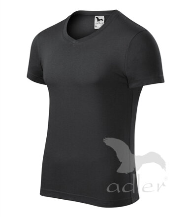 priliehavé pánske sivé tričko SLIM FIT Adler 146 s krátkym rukávom
