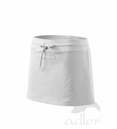 dámska biela sukňa Adler 2v1 604 so skrytými nohavicami - kraťasmi, v páse na gumu
