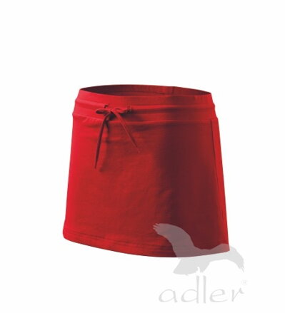 dámska červená sukňa Adler 2v1 604 v páse na gumu, so skrytými kraťasmi - nohavicami