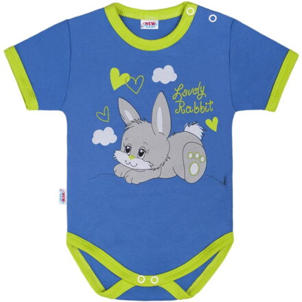 New Baby body s krátkym rukávom Lovely Rabbit modré
