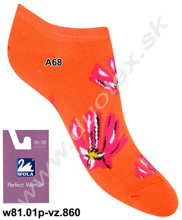 Wola dámske členkové ponožky so vzorom w81.01p-vz.860 oranžové