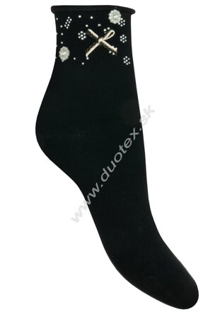 Wola ponožky s korálkovou aplikáciou na členku w84.01c-vz.011