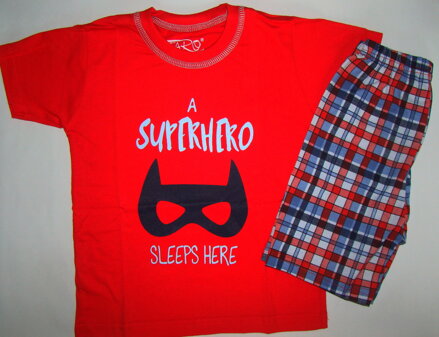 Taro chlapčenské pyžamo s krátkym rukávom Damian943 červené