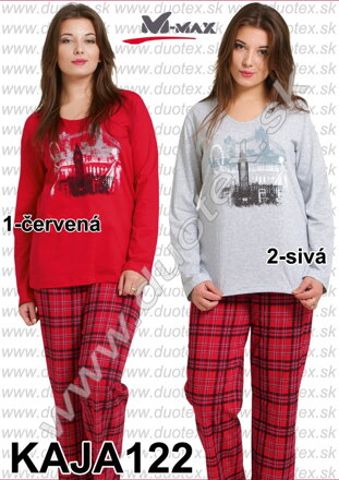 M-MAX dámske pyžamo s dlhým rukávom KajaV122 sivá
