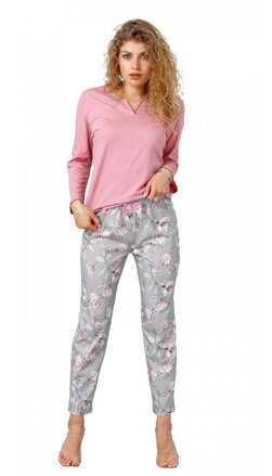 M-Max dámske pyžamo s dlhým rukávom Sawanna969 ružové