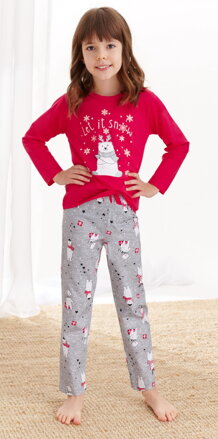 Taro dievčenské pyžamo s dlhým rukávom Maja2252 červené