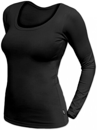 bavlnené čierne dámske tričko s dlhým rukávom Brigita Jožánek