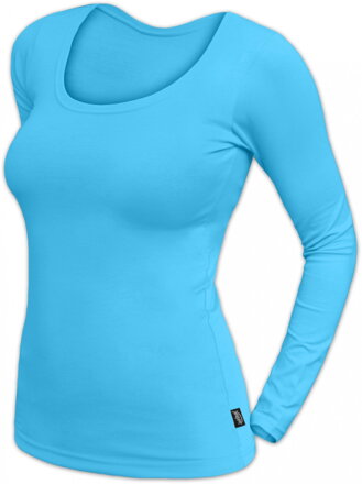 tyrkysové bavlnené dámske tričko s dlhým rukávom Brigita Jožánek