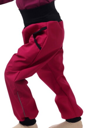 ružové detské softshellové nohavice Jožánek s vreckami, patentom