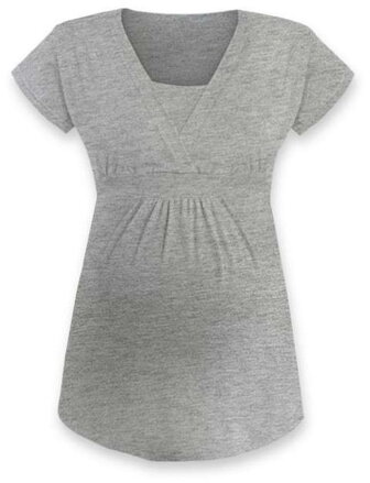tehotenské tričko s krátkym rukávom - sivý melír Anička Jožánek, tunika na dojčenie