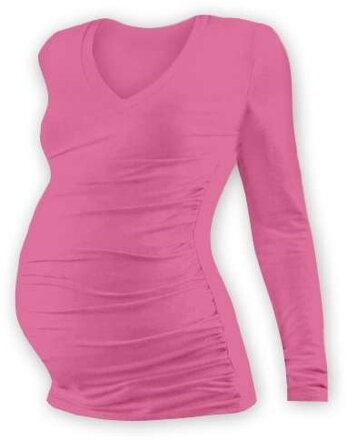 ružové tehotenské tričko s dlhým rukávom Vanda Jožánek, bavlnené, pružné