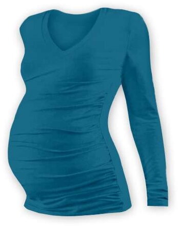 tmavo tyrkysové tehotenské tričko s dlhým rukávom Vanda Jožánek
