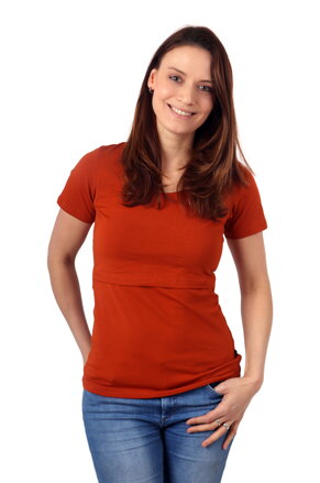 škoricové dámske tričko na kojenie Kateřina Jožánek, predelené cez prsia