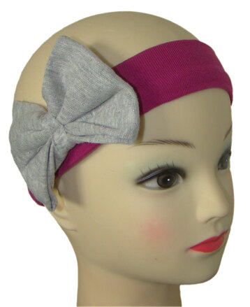 Repal dievčenská čelenka s mašľou V15 ružová/sivá