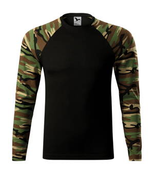 Malfini pánske tričko s dlhým rukávom Camouflage V166 hnedé