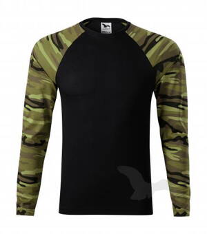 Malfini pánske tričko s dlhým rukávom Camouflage V166 zelené