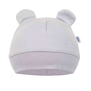 New Baby dojčenská bavlnená čiapka Cute Bear sivá